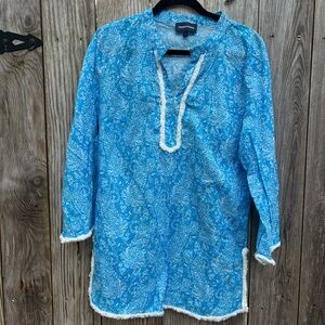 FRENCH CURVE Blue Paisley Print Dress Cover Up Women’s Large